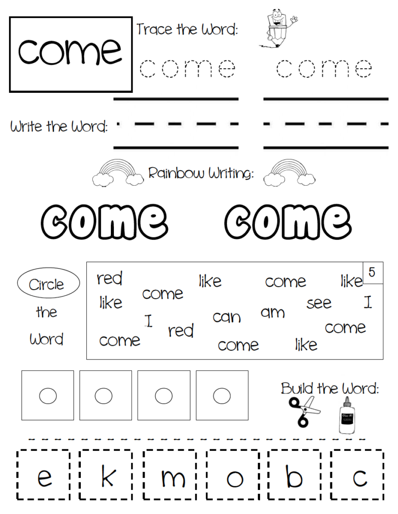 Come Sight Word Practice Page