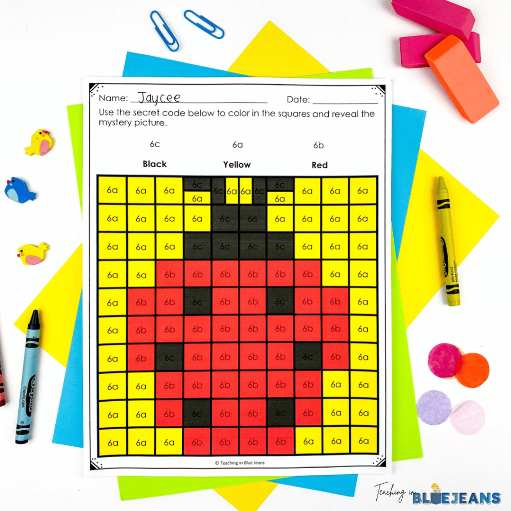 Mystery picture puzzles can be use when teaching perseverance in the classroom as students work hard through a difficult task.