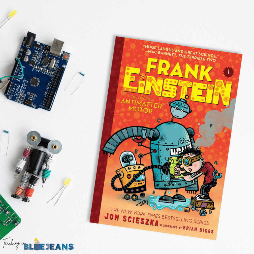 This image highlights "Frank Einstein" a fun science read aloud for the classroom.