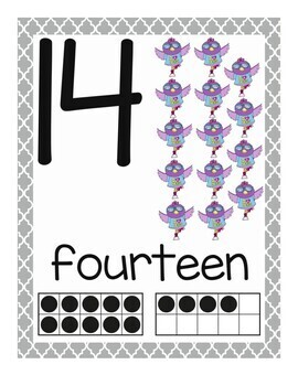 Number Posters 0 to 20 | Gray and Yellow Themed Classroom | Classroom Decor - Image 3