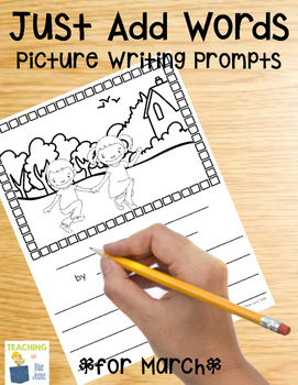 Picture Writing Prompts for March | NO PREP Writing | Distance Learning