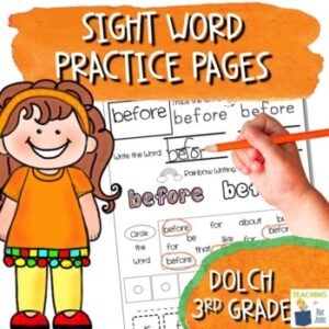 sight word practice pages for the dolch third grade word list