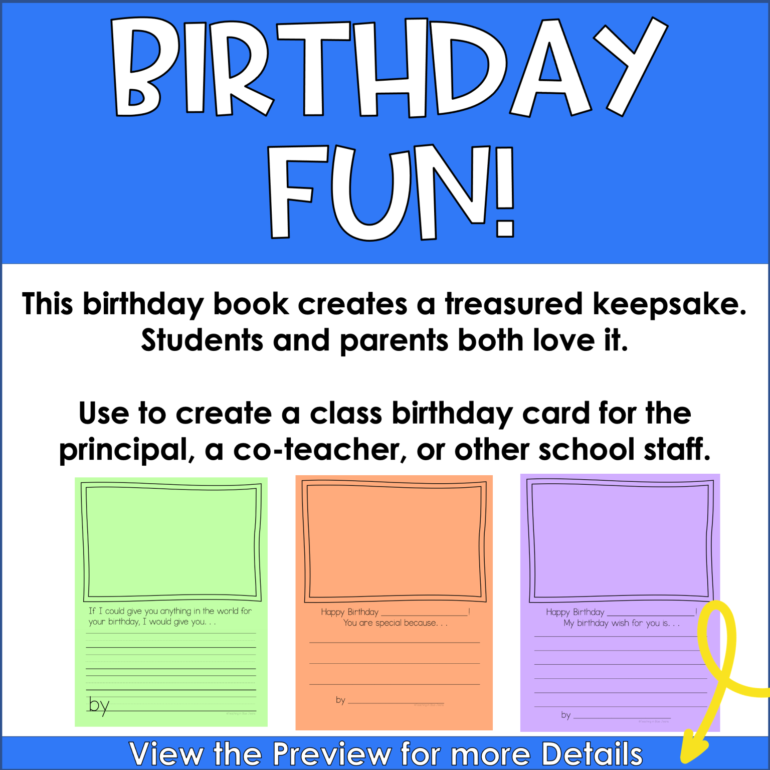 Happy Birthday Class Book – Student Birthday Gift and Writing Activity ...