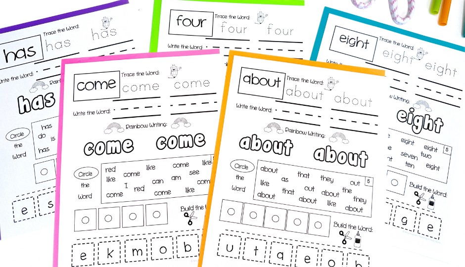 Sight Word Practice Pages that Kids Love