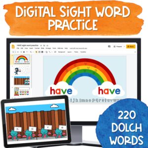 digital sight word practice for the entire dolch sight word list