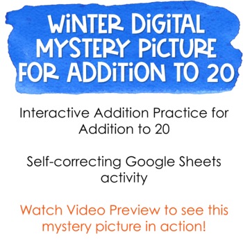 Winter Digital Mystery Picture for Addition to 20 #2 | Addition Math Facts - Image 2