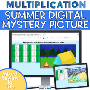 Division mystery picture activity for practicing division math facts to 10s