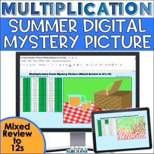 Division mystery picture activity for practicing division math facts to 12s