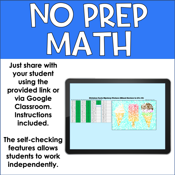 Summer Digital Mystery Picture for Division Facts to 12's | Math ...