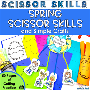 Spring themed scissor skills activities for fine motor practice with simple crafts.