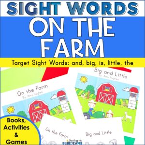 On the Farm Sight word book and printable activities for teaching the words and, bid, is, little & the for kids learning to read.