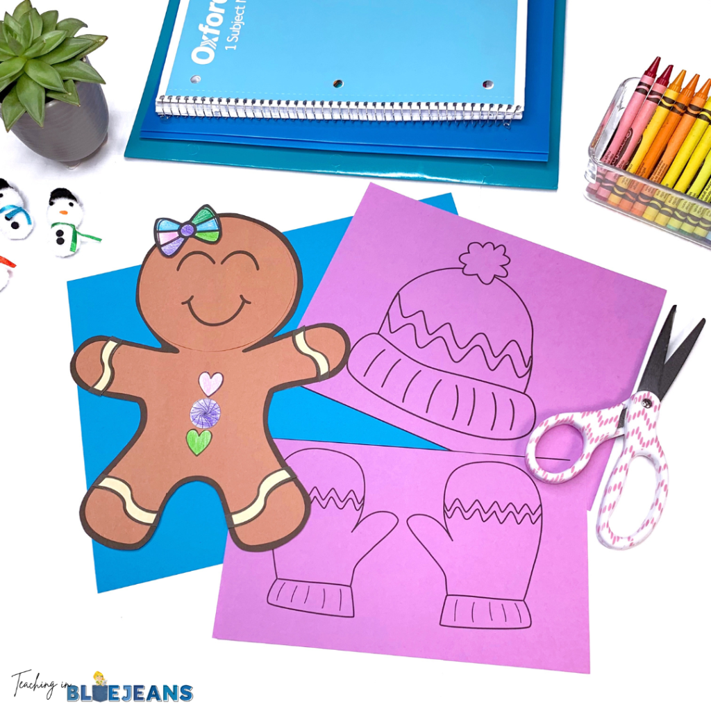 This winter themed cutting activity encourage students to build their fine motor and scissor skills as they cut out objects like mittens, hats and gingerbread cookies.
