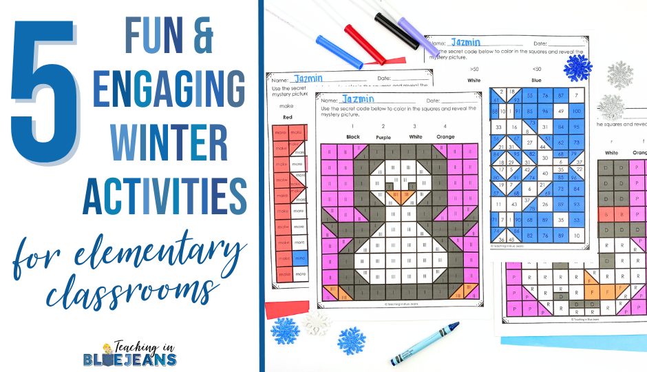 Image showing "Hidden Pictures" winter activities and the text "5 Fun & Engaging Winter Activities for Elementary Classrooms."