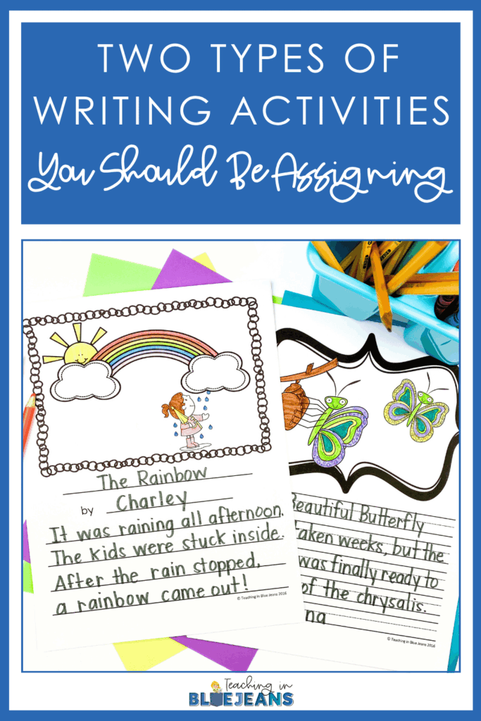 There are two types of writing activities that you should always be including in your writing plans! Read more to find out how to teach writing using these writing types, plus fun writing activities you can use like write and draw, picture writing prompts and "Would you rather?" opinion writing activities.