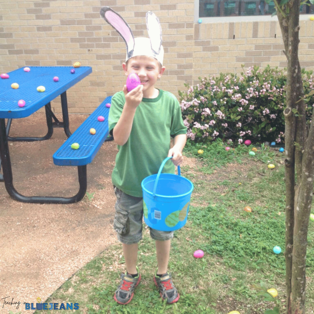 Easter egg hunts like the one shown in this photo can be used as experiential learning activities.