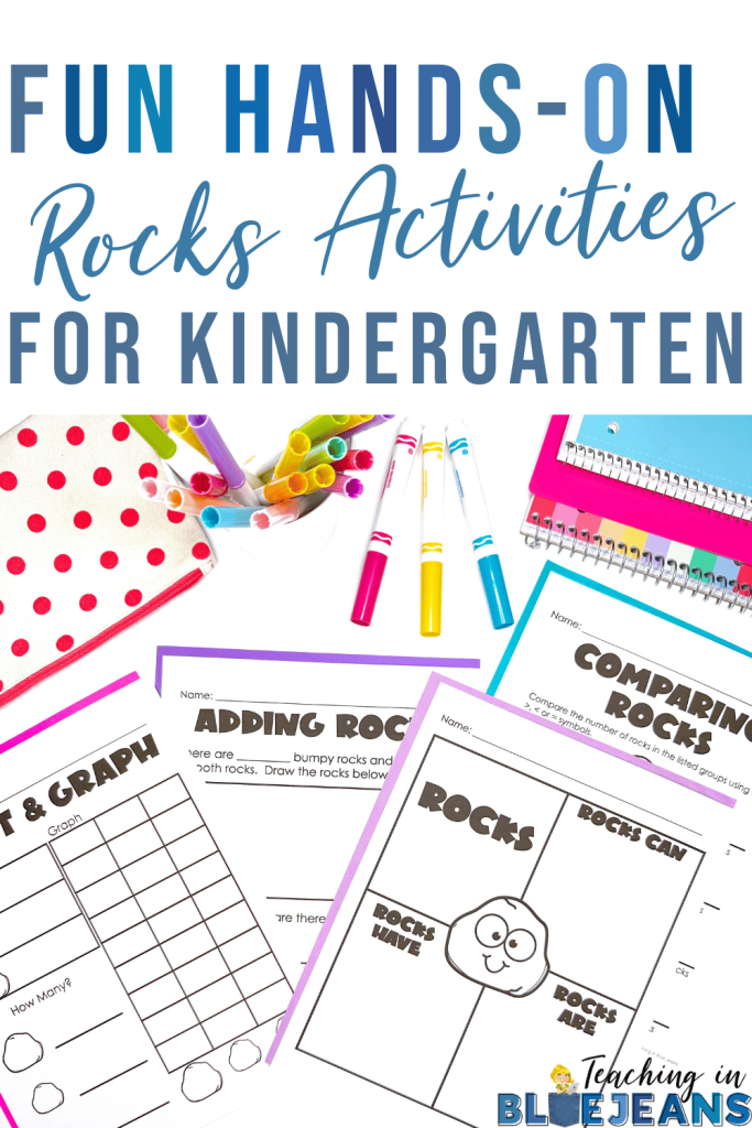 This image shows the various activities for kindergarten rock investigation.