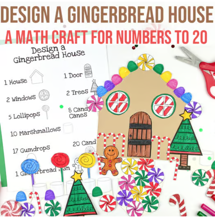 Design a Gingerbread house numbers to 20 activity