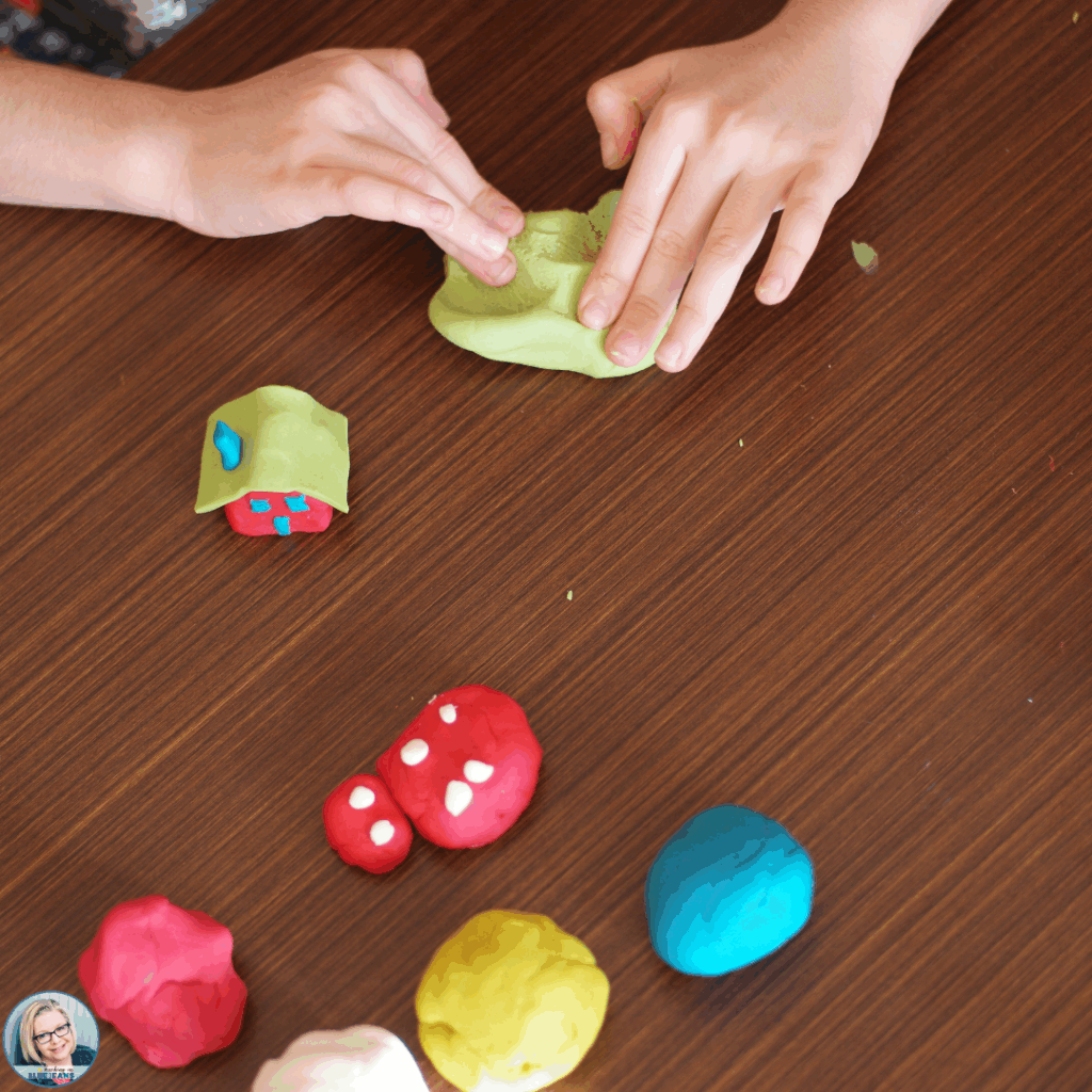 Playdough activities can even be brought into a grammar lesson by creating nouns, verbs, or adjectives.