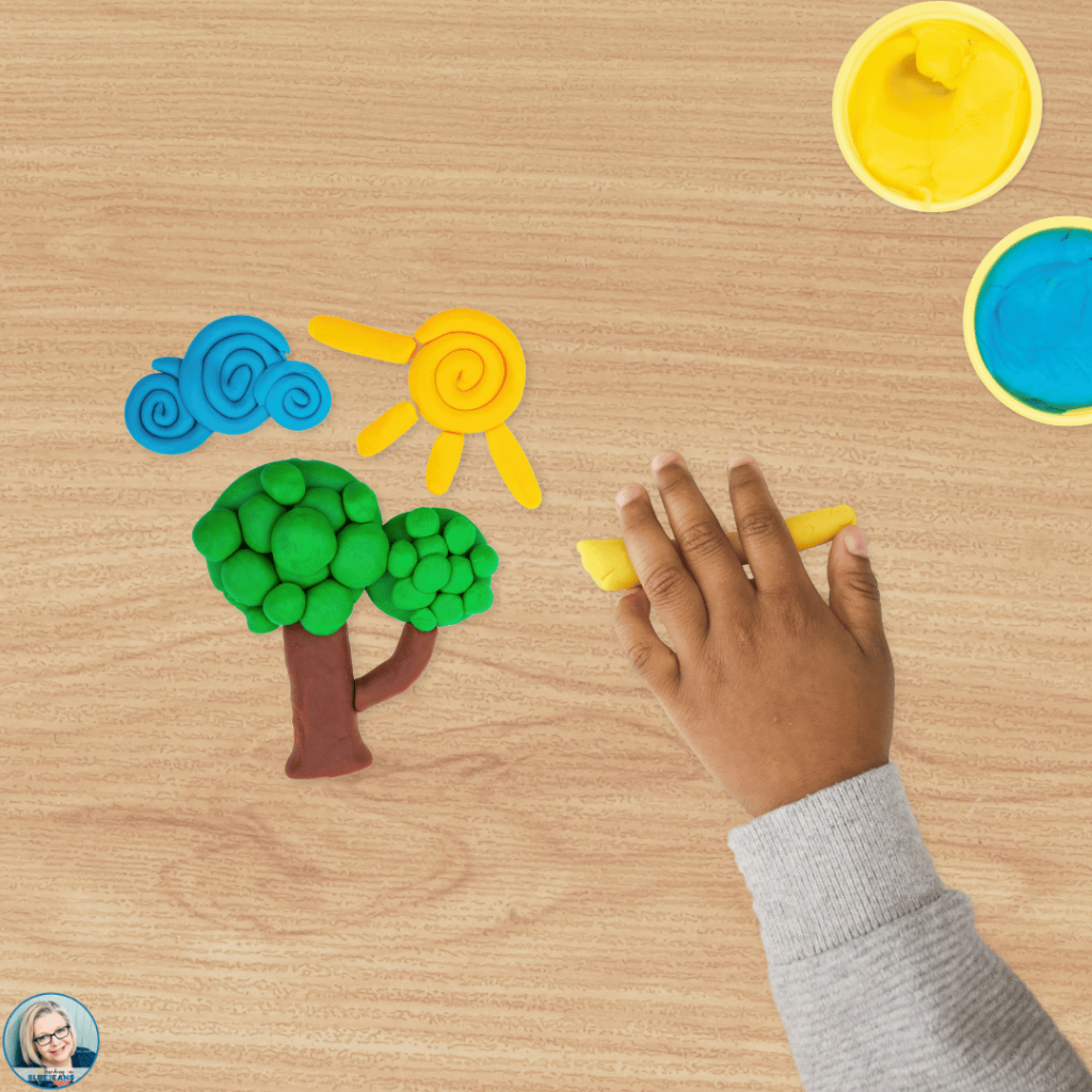 Allowing students to use playdough when identifying weather models keeps students interested.