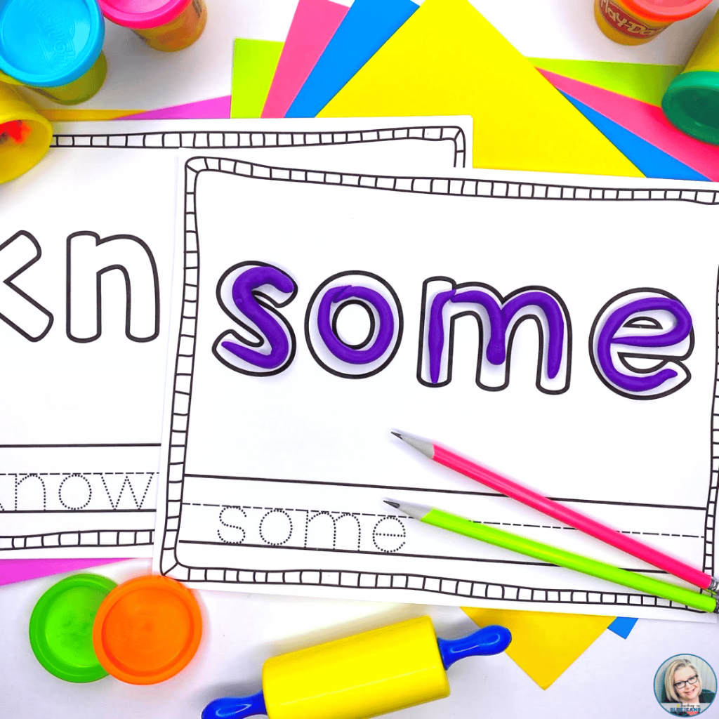 Using playdough to build sight words is another great way to add fun into a language arts.