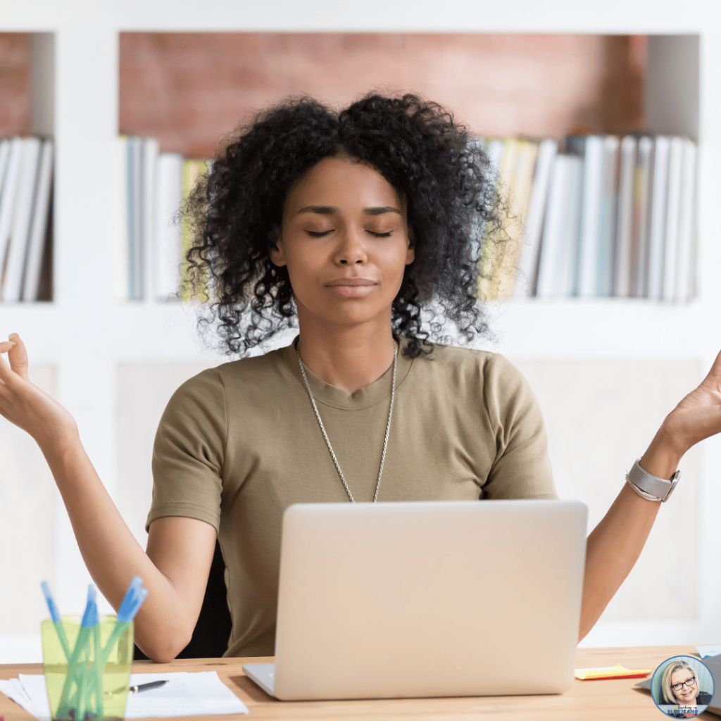 Meditating at your desk for only 10 minutes can be a great school day brain break.