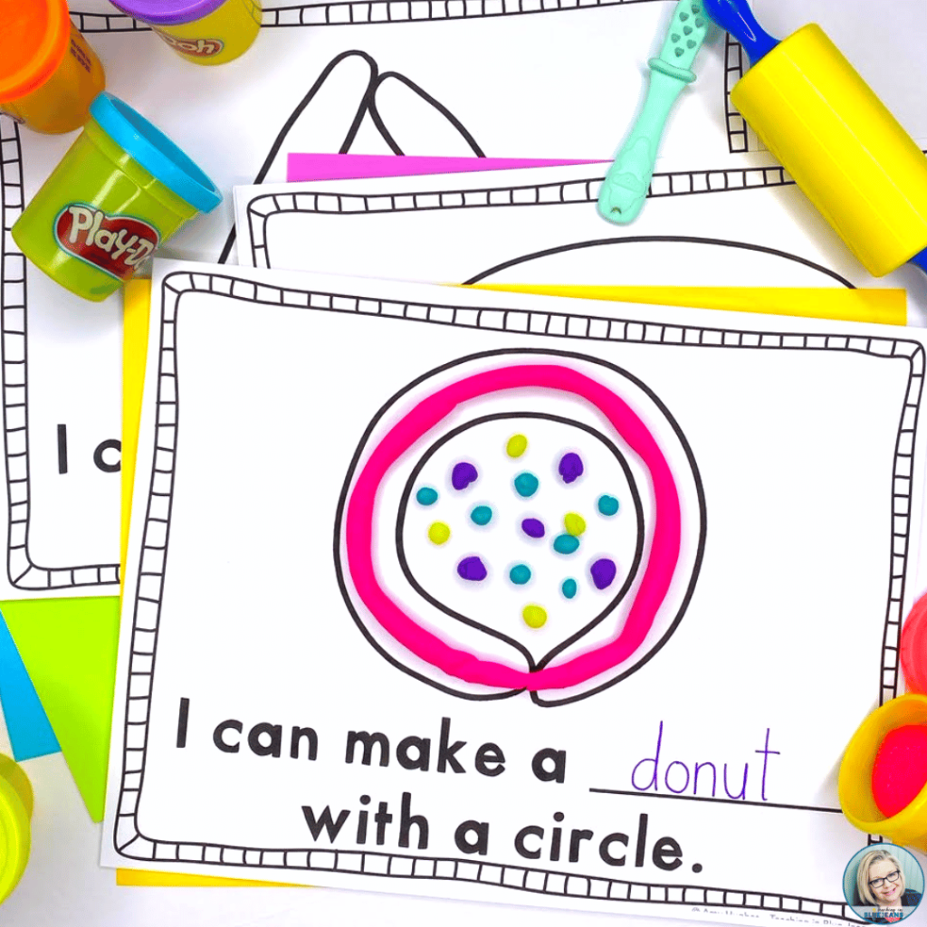 Using playdough mats to review shapes is a great way to keep students engaged.