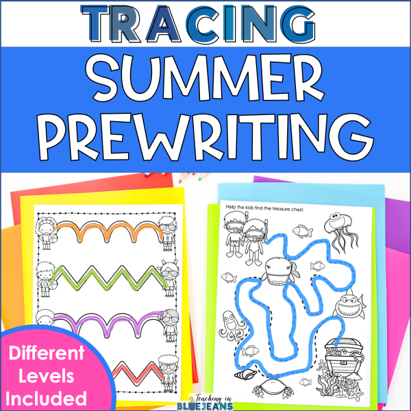 Summer Prewriting Worksheets - Tracing Lines & Shapes - Fine Motor ...