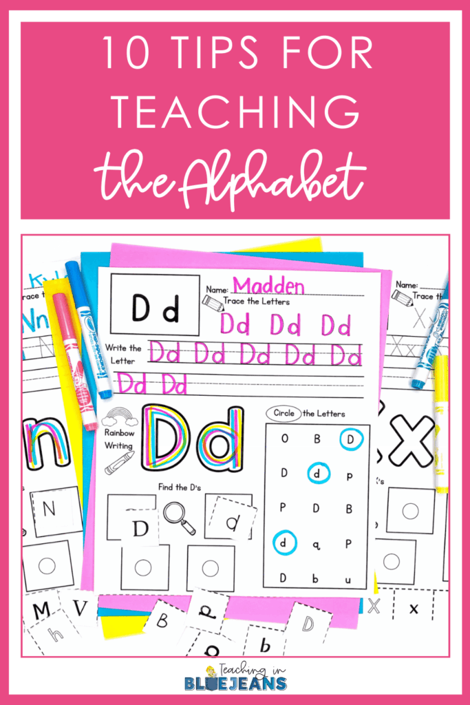 Teaching the alphabet can be hard. Pin this blog post for later for ideas and resources to help teach the alphabet.