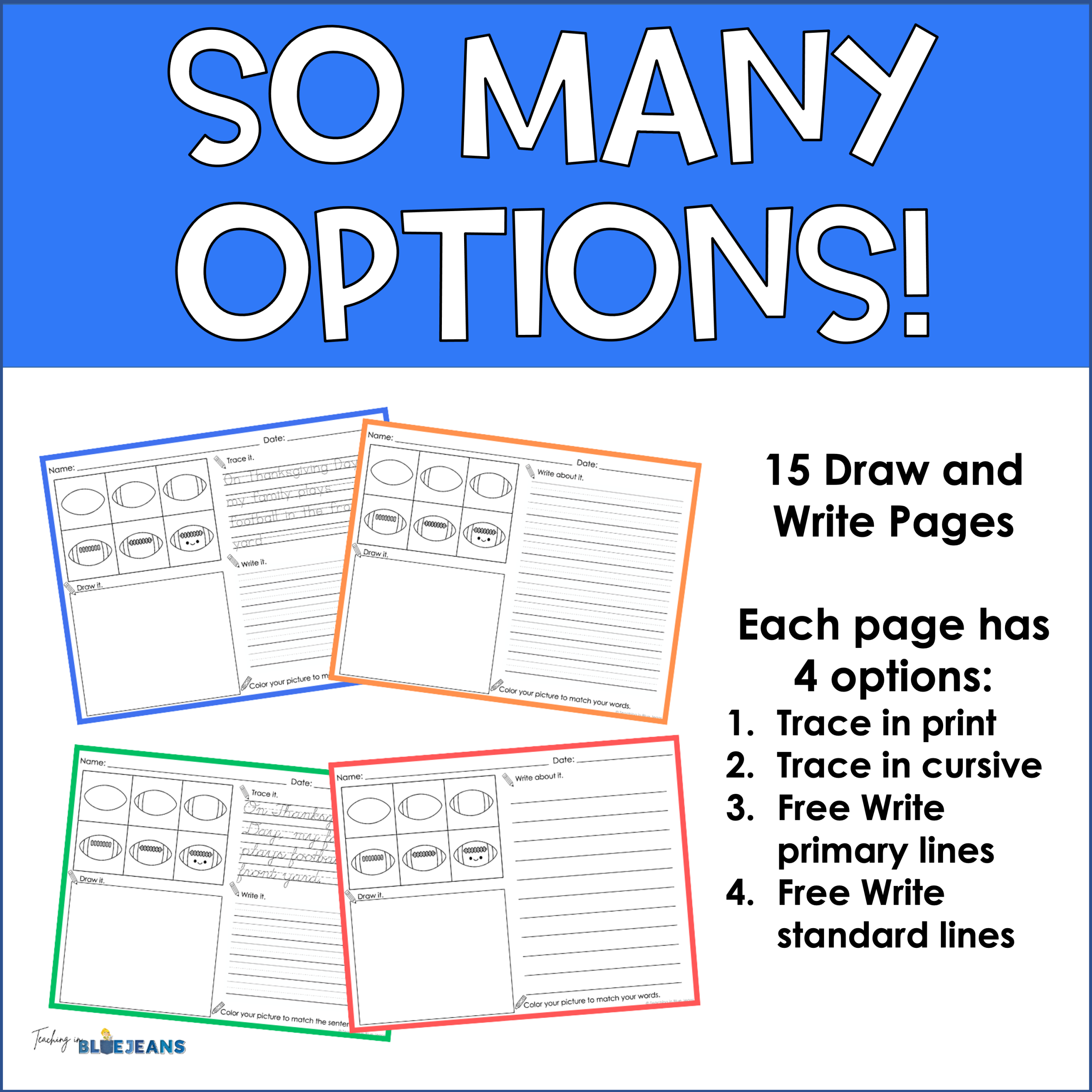 Thanksgiving directed drawing and writing practice activities for kids.