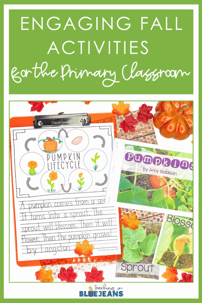 Keep your primary students engaged with these fun fall themed learning activities. From pumpkin science to read alouds and writing, this post has it all.  Perfect for kindergarten, first and second grade teachers. Click through to learn more.