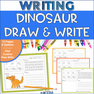 Dinosaur draw and writing worksheets. Boost handwriting skills and creativity!