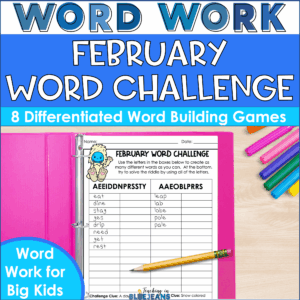 February word challenge with word building activities.