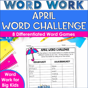 April word challenge for building words for language arts activities.