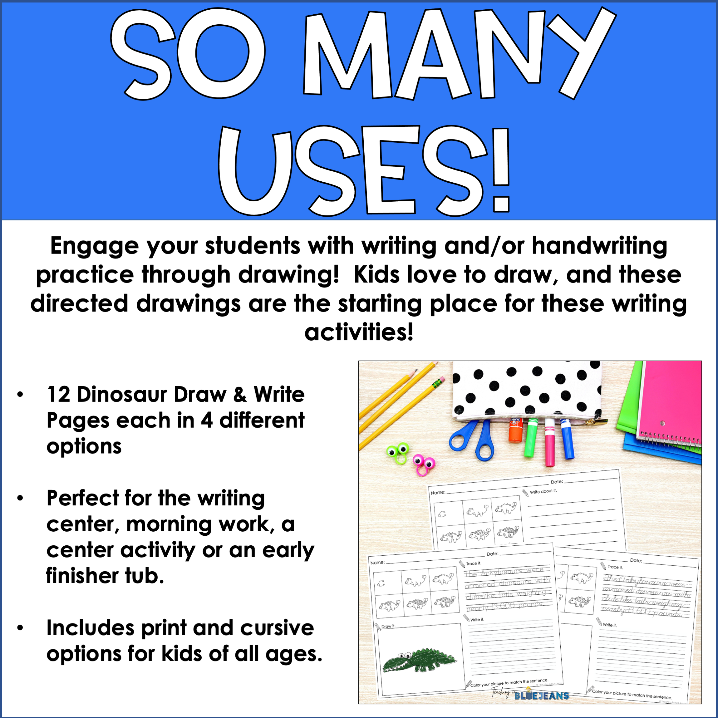 Dinosaur directed drawing worksheets. Boost creativity and handwriting skills at the same time!