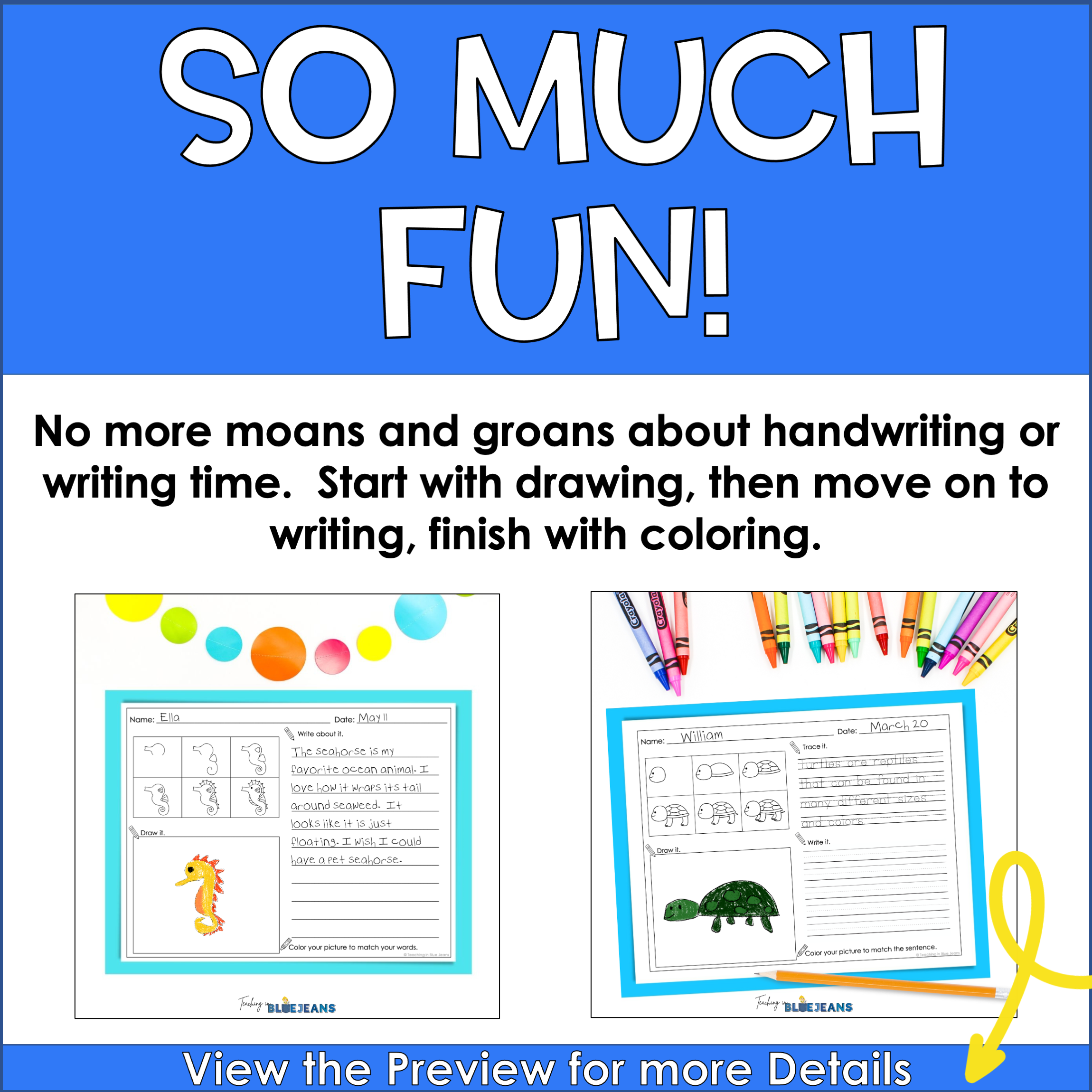 Practice handwriting with these animal-themed directed drawing and writing prompts. Includes print, cursive, and picture writing options for kids.