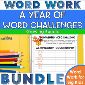Year-Round Word Challenges Bundle for spelling and phonics games every month of school and through the summer.