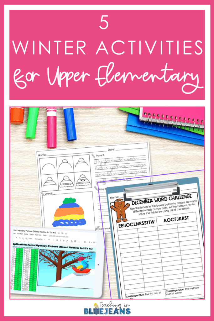 Looking for some fun and engaging winter activities for your upper elementary classroom? Click through to read this post that has 5 activities your students will love. Includes math and literacy activities and winter holidays.