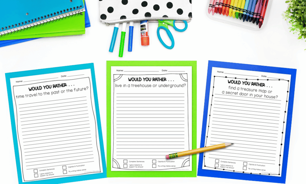 Grab these free Would You Rather writing activities and get your elementary students excited about writing.