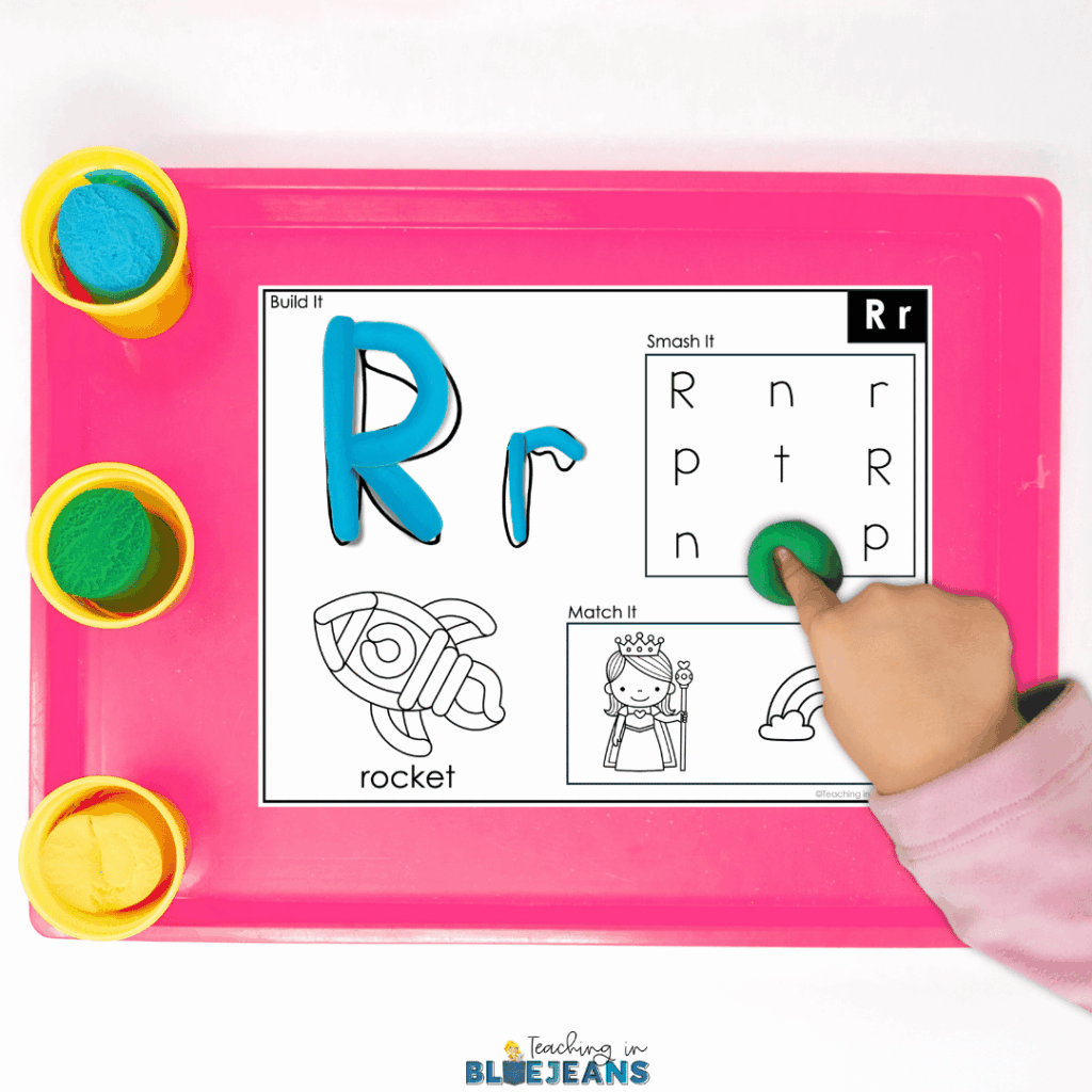 These Alphabet Playdough Mats are ready to print and use with your students. They work on letter formation, letter identification and beginning sounds.